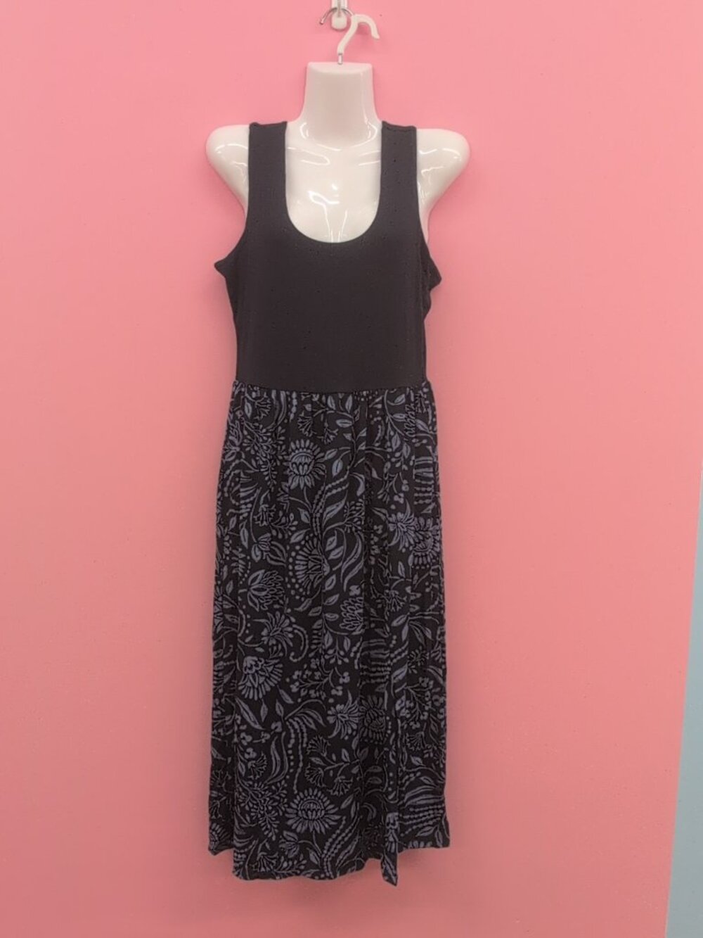 Maurices 24/7 Bare Front Slit Tank Midi Dress Small Black Floral NWT